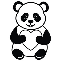 Fototapeta premium Panda Holding Heart Clipart Vector Graphic