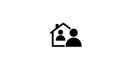 People inside a house icon black silhouette on white background.