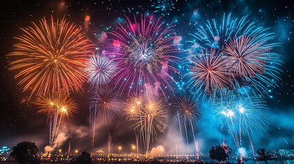 fireworks in the city