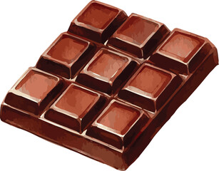 Watercolor illustration of a sweet dark chocolate