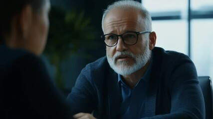 Senior executive man discusses business strategy during formal consultation meeting - Powered by Adobe