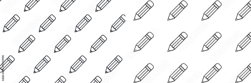 Poster Creative pencil pattern design featuring numerous sketched pencils arranged in a repeating pattern on a white background