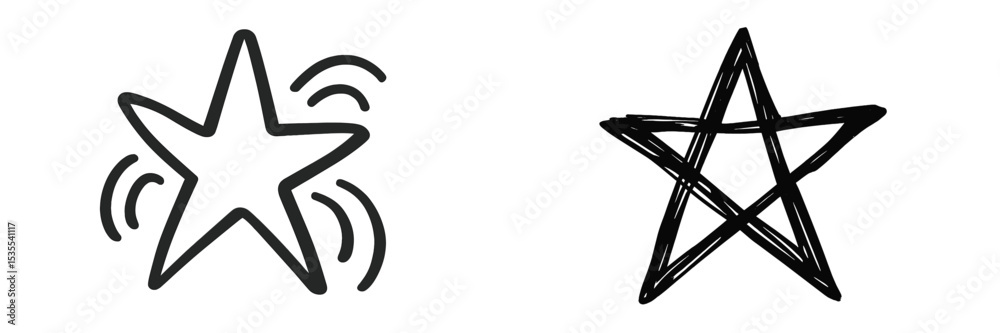 Poster Symbols of creativity and expression displayed with contrasting star designs in a minimalist style