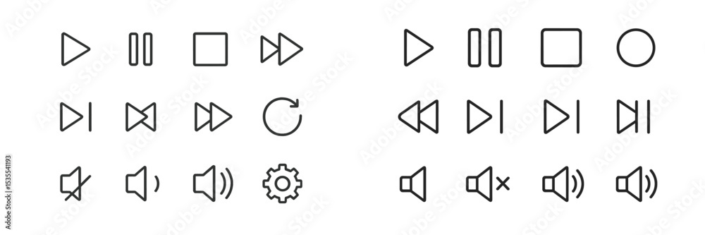 Poster Various digital multimedia control icons for user interface design in modern applications