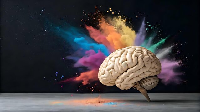 Human Brain with Colorful Explosions Creativity, Imagination, and Mind Power