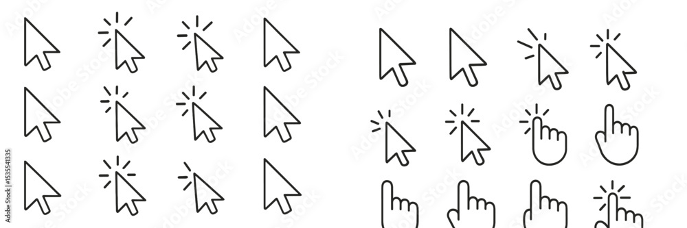 Aufkleber Collection of cursor icons illustrating various states of interaction on digital interfaces