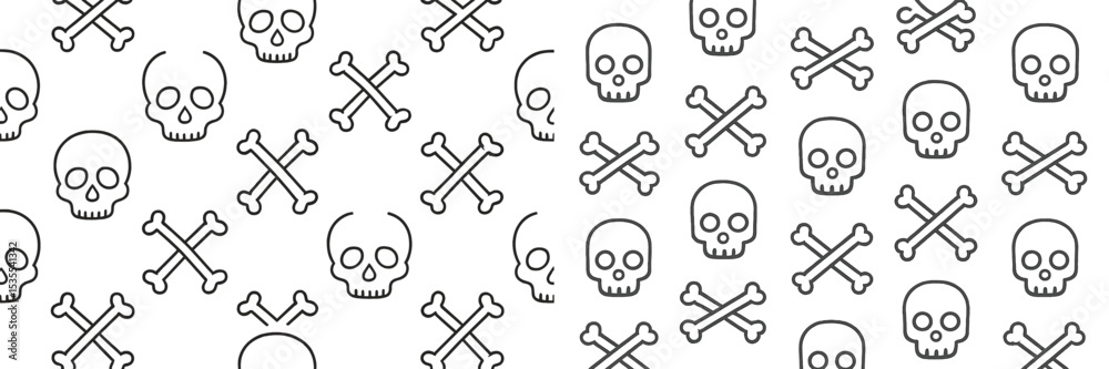 Aufkleber skull and crossbones pattern in black and white, suitable for various design projects