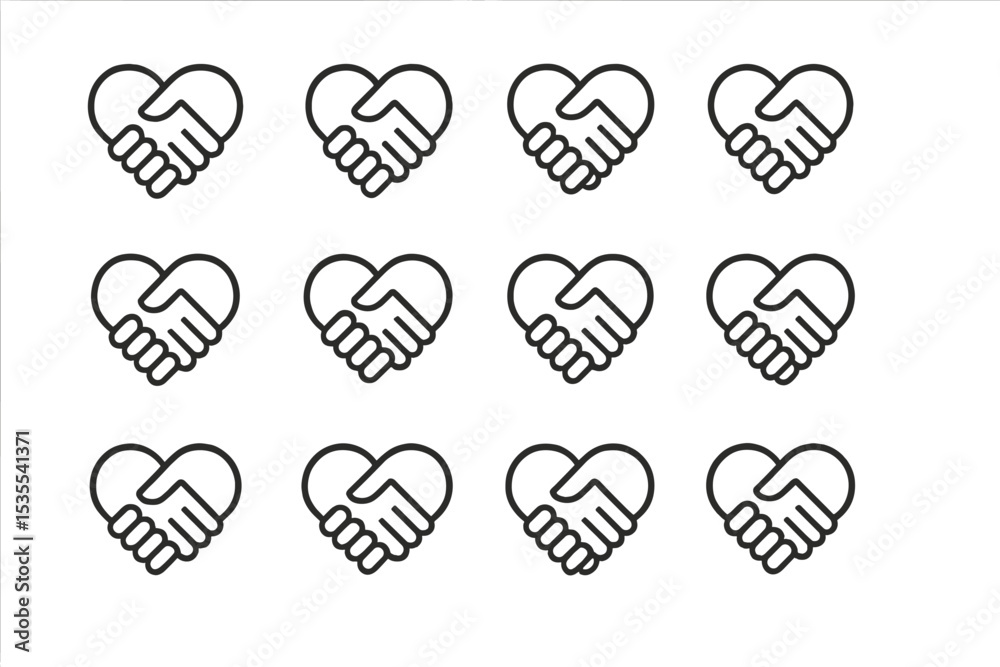Aufkleber Hands joining together in heart shapes symbolize unity and love in a minimalistic design at any time of day