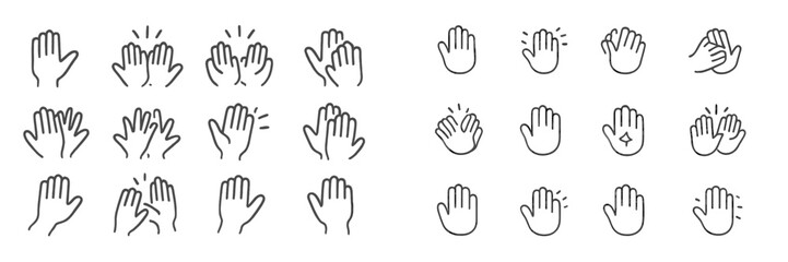 Fototapeta premium Various hand gestures illustrating greetings, clapping, and emotions during a lively outdoor event in the afternoon