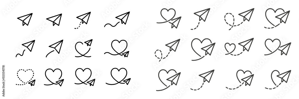Poster collection of hand-drawn arrow and heart doodles on a white background showcasing playful designs fo