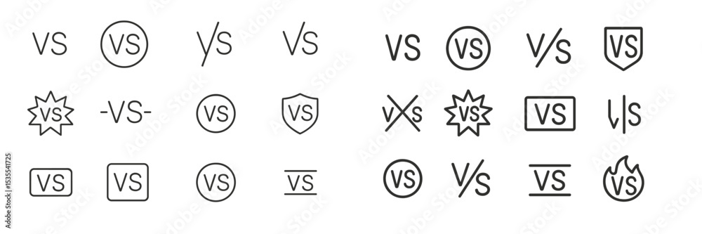 Poster variety of vs symbols displayed in different designs and formats for creative representation