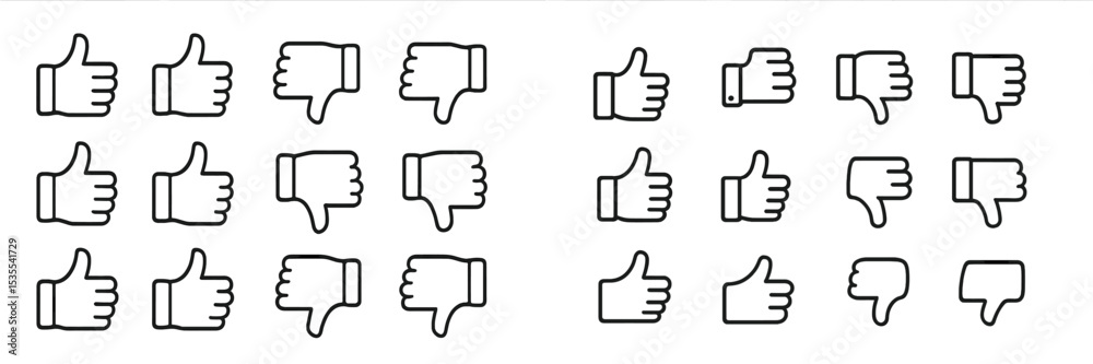 Poster Thumbs up and thumbs down symbols arranged in a grid pattern, showcasing positive and negative feedback in a minimalistic style