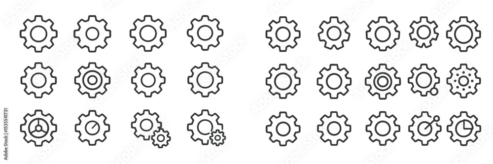 Poster Collection of various gear designs showcasing different shapes and patterns for graphic and design projects