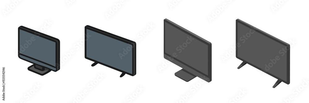 Poster various designs of modern television screens displayed side by side in a clean and minimalistic styl