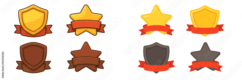 Poster colorful badges and stars designed for achievements or recognition displayed in a modern style
