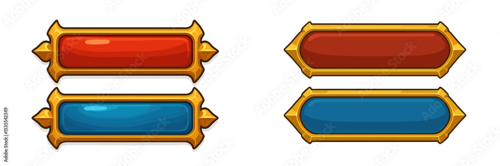 Poster Colorful decorative buttons with a gold frame suitable for gaming interfaces or web design layouts