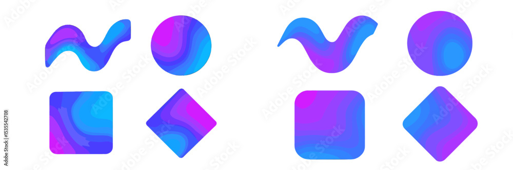 Poster colorful abstract shapes blending gradients under soft lighting at a creative design studio