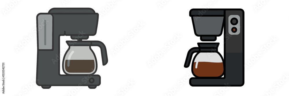 Poster side by side comparison of two coffee makers showcasing different designs and features in a modern k