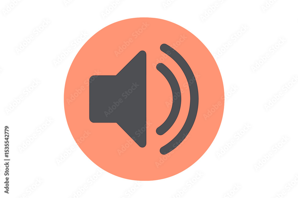 Poster Sound icon illustrating volume levels with waves in a circular background