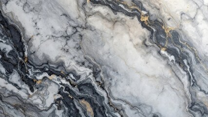 Naklejka premium Luxurious Marble Texture: Detailed macro shot of swirling patterns and unique veining on a polished marble surface, highlighting its natural beauty and timeless elegance.