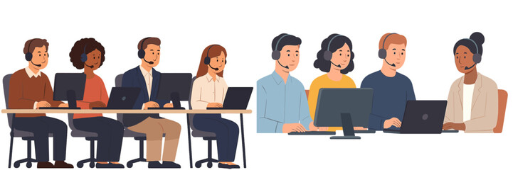 Call center team engaged in customer support activities during business hours