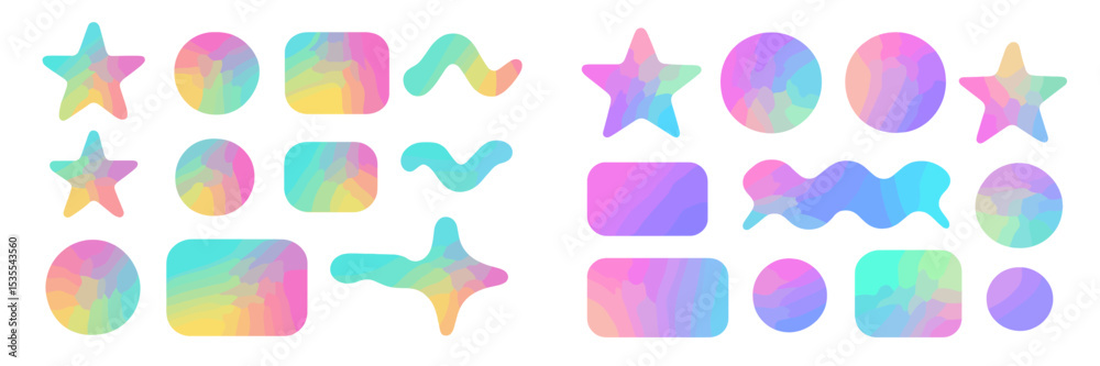 Poster colorful abstract shapes in vibrant gradients for creative design elements and backgrounds