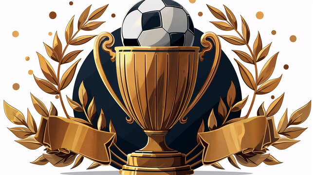 gold soccer ball with laurel wreath