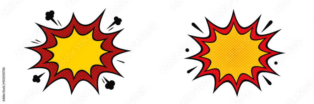 Poster Colorful cartoon explosion graphics with a dynamic design for visual impact and storytelling in creative projects