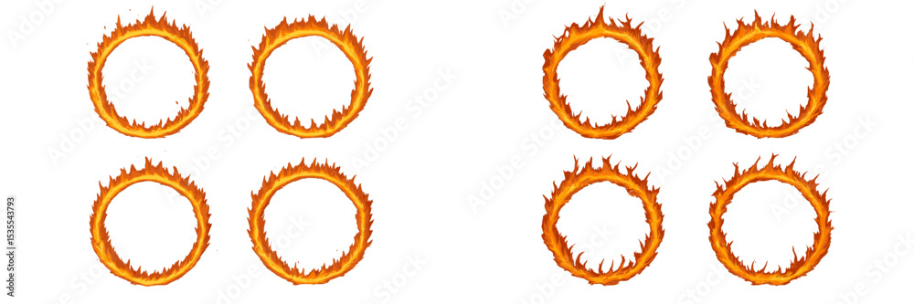 Aufkleber bright and vibrant fire rings arranged in two rows with dynamic flames dancing around the edges