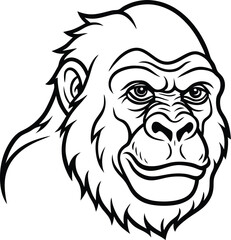 Fototapeta premium Gorilla black silhouette on white background