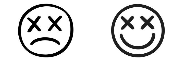 Obraz premium Contrast between sad and happy symbols expresses duality of emotions in simple design