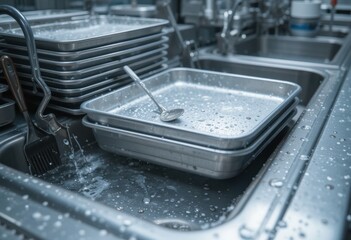 washing dishes in kitchen