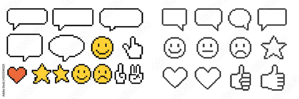 Poster Collection of colorful speech bubbles and emoticons showing various expressions and interactions in a fun design