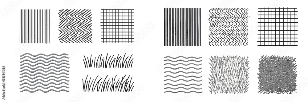 Aufkleber Various black and white line patterns showcasing texture and design elements in artistic representations