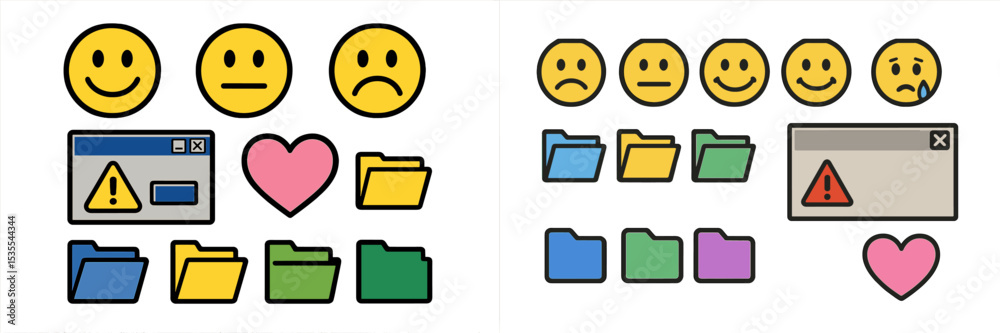 Poster Emoticons and folders representing different emotions and situations in a digital context