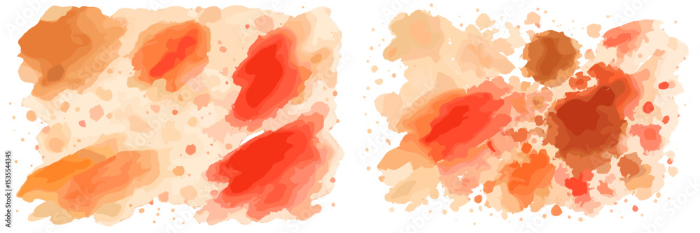Poster abstract watercolor design with warm colors featuring splashes and splotches on a light background