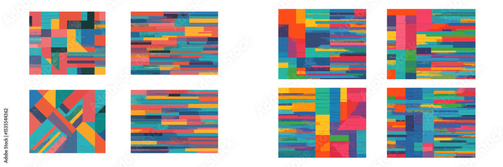 Poster Colorful abstract art pieces showcasing vibrant patterns and textures in a contemporary style