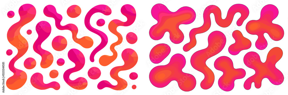 Poster colorful abstract shapes in vibrant pink and orange hues create a lively pattern suitable for modern