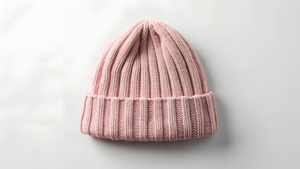 pastel pink cozy beanie mockup on white background