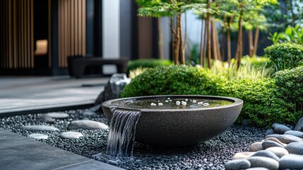 Tranquil zen garden with water feature