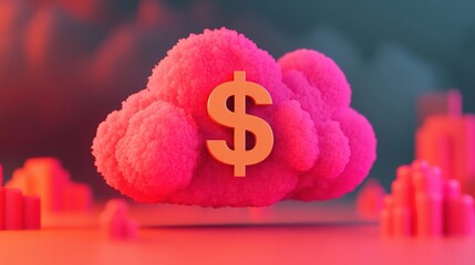 tax return with tax refund and electronic filing. 3D render of tax form uploading into cloud system with dollar symbol overlay