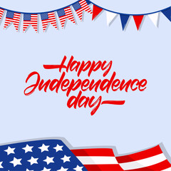 Obraz premium Independence Day background with USA flag and decorations 4th july