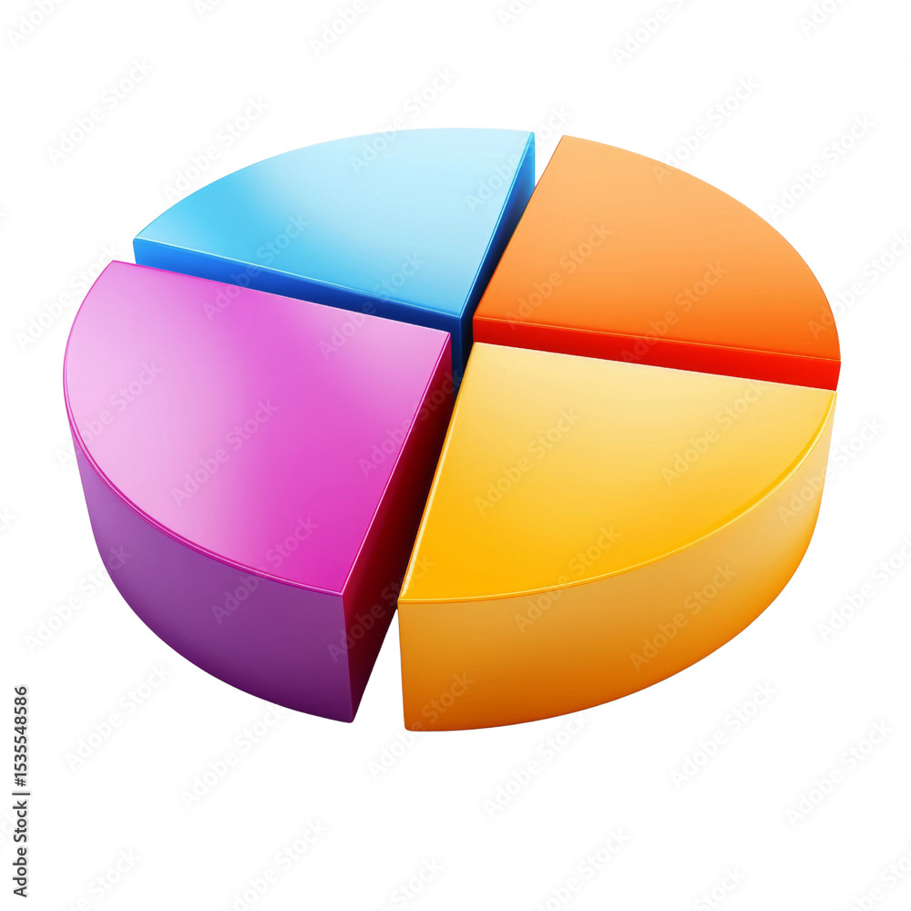 Poster Colorful pie chart with four segments representing data visualization
