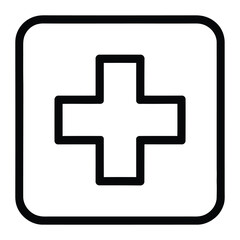 Obraz premium Red Cross Icon, Vector, Illustration, Icon, Outline, Line Art, Silhouette, Logo, White Background.