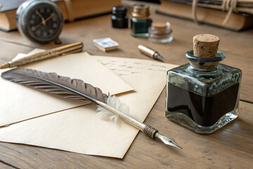 feather pen and ink Ai generate.