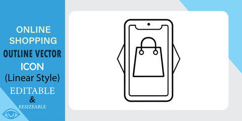 Smartphone Shopping Bag Vector Icon Design For Online Retail