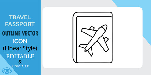 Passport with an airplane illustration travel abroad document