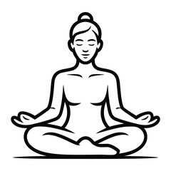 Meditation Icon, Vector, Illustration, Icon, Outline, Line Art, Silhouette, Logo, White Background.