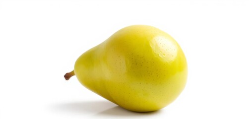 A single, ripe green pear, glistening with juice, isolated on white , diet, fruit