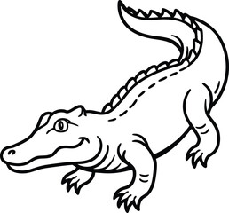 Fototapeta premium Alligator black silhouette on white background